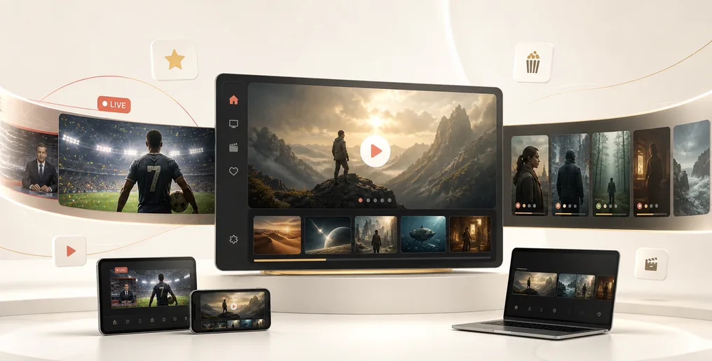 Live channels, films and series across supported screens